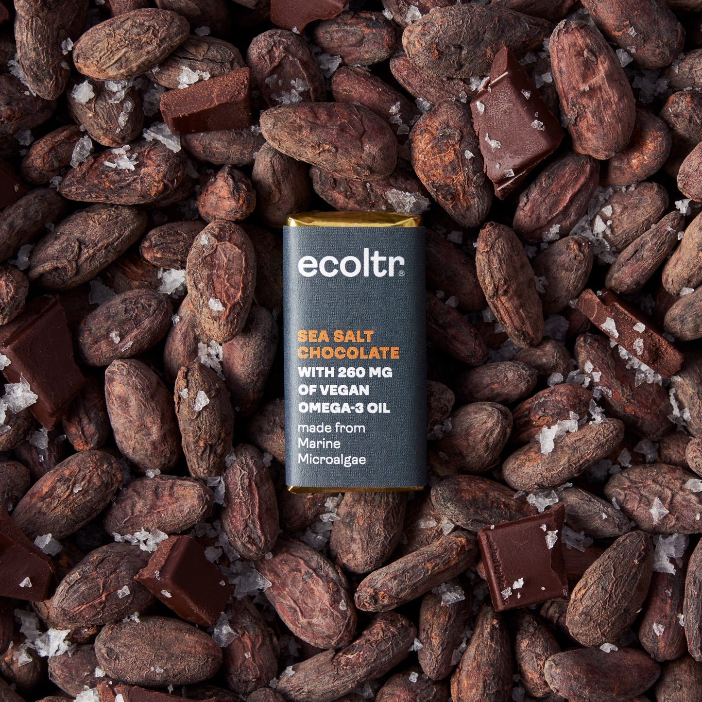 2. Chocolate with Sea Salt and Pure Vegan Omega-3 Oil (30 pieces with a daily dose in each box)