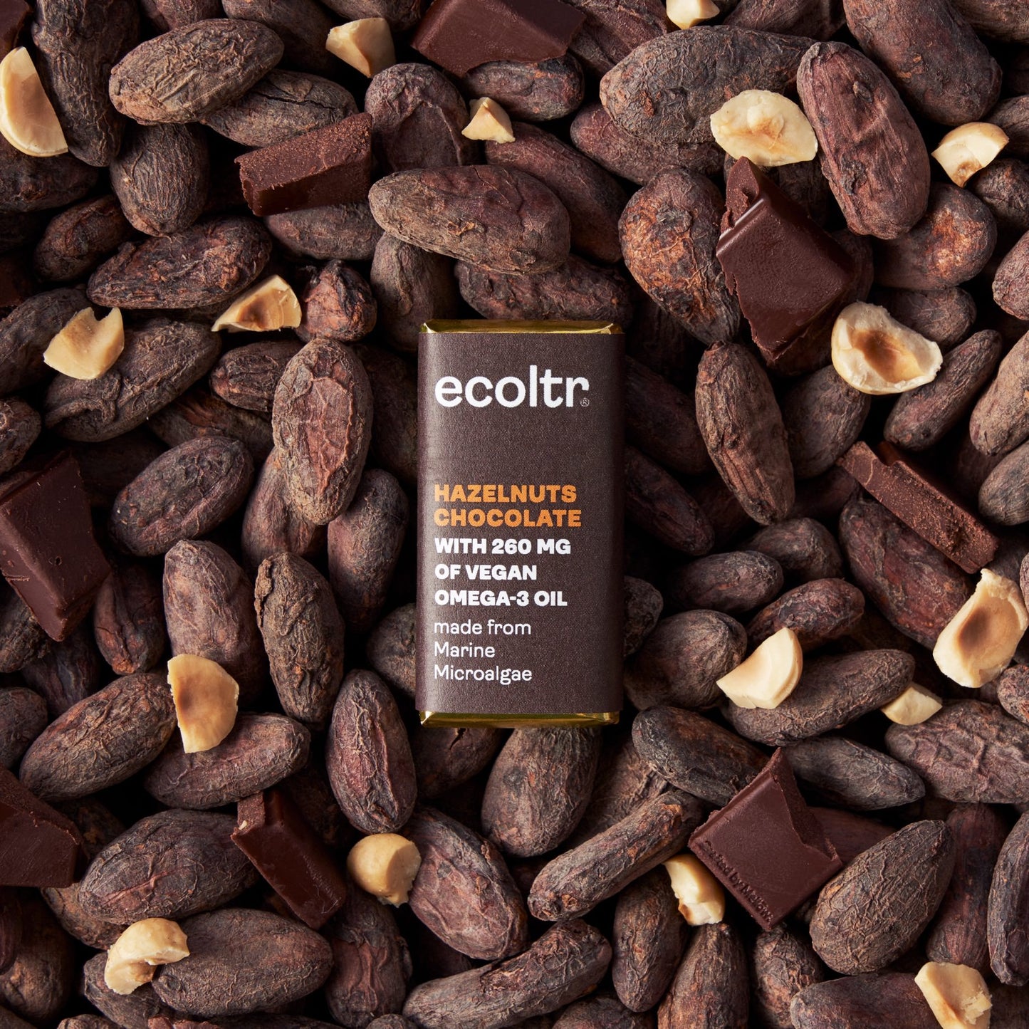 3. Chocolate with Hazelnuts Piedmont and Pure Vegan Omega-3 Oil (30 pieces with a daily dose in each box)